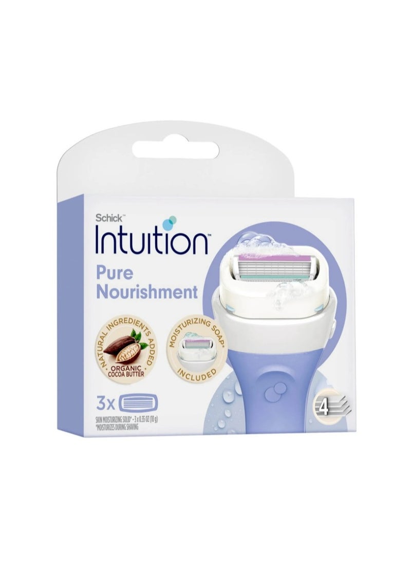 شيك عبوات إعادة تعبئة شفرات الحلاقة شيك إنتويشن بيور نوريشمنت مع زبدة الكاكاو العضوية - 3 قطع - Image 1